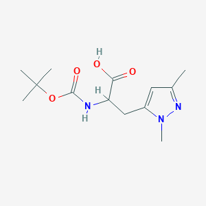 molecular formula C13H21N3O4 B13614710 2-((tert-Butoxycarbonyl)amino)-3-(1,3-dimethyl-1H-pyrazol-5-yl)propanoic acid 