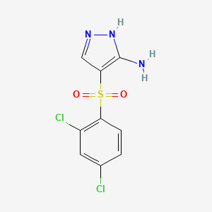 molecular formula C9H7Cl2N3O2S B13615132 4-((2,4-Dichlorophenyl)sulfonyl)-1H-pyrazol-3-amine 