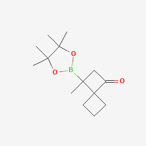 molecular formula C14H23BO3 B13615178 3-Methyl-3-(4,4,5,5-tetramethyl-1,3,2-dioxaborolan-2-yl)spiro[3.3]heptan-1-one 