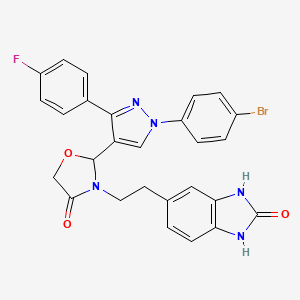 5-(2-{2-[1-(4-bromophenyl)-3-(4-fluorophenyl)-1H-pyrazol-4-yl]-4-oxo-1,3-oxazolidin-3-yl}ethyl)-2,3-dihydro-1H-1,3-benzodiazol-2-one