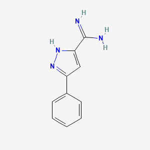 molecular formula C10H10N4 B13615260 3-phenyl-1H-pyrazole-5-carboximidamide 