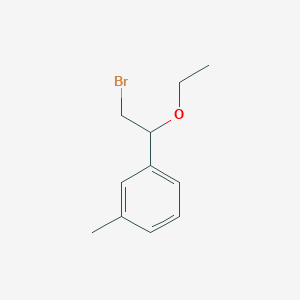 molecular formula C11H15BrO B13615296 1-(2-Bromo-1-ethoxyethyl)-3-methylbenzene 