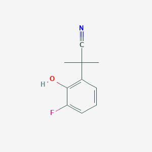 molecular formula C10H10FNO B13615336 2-(3-Fluoro-2-hydroxyphenyl)-2-methylpropanenitrile 