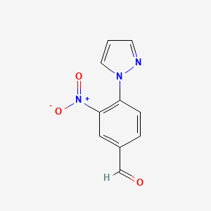 molecular formula C10H7N3O3 B13615352 3-Nitro-4-(1h-pyrazol-1-yl)benzaldehyde 