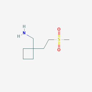 molecular formula C8H17NO2S B13615403 (1-(2-(Methylsulfonyl)ethyl)cyclobutyl)methanamine 