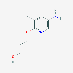 molecular formula C9H14N2O2 B13615574 3-((5-Amino-3-methylpyridin-2-yl)oxy)propan-1-ol 