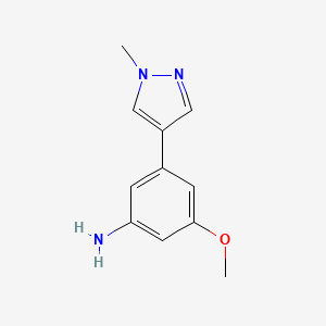 molecular formula C11H13N3O B13615611 3-methoxy-5-(1-methyl-1H-pyrazol-4-yl)aniline 