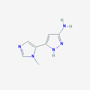 molecular formula C7H9N5 B13615644 5-(1-methyl-1H-imidazol-5-yl)-1H-pyrazol-3-amine 