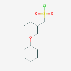 molecular formula C11H21ClO3S B13615797 2-((Cyclohexyloxy)methyl)butane-1-sulfonyl chloride 