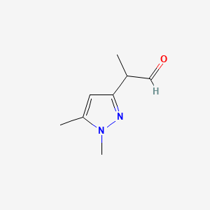 molecular formula C8H12N2O B13615799 2-(1,5-dimethyl-1H-pyrazol-3-yl)propanal 