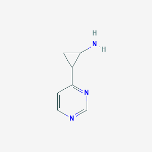 molecular formula C7H9N3 B13615850 2-(Pyrimidin-4-yl)cyclopropan-1-amine 