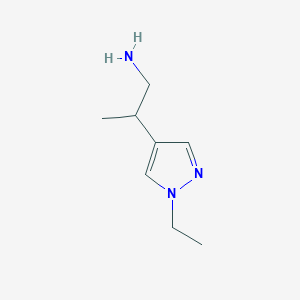 molecular formula C8H15N3 B13615920 2-(1-ethyl-1H-pyrazol-4-yl)propan-1-amine 