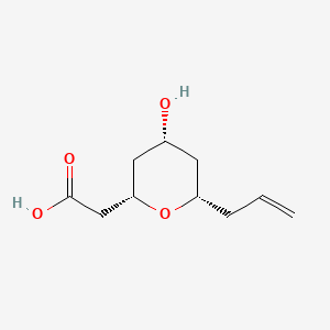 molecular formula C10H16O4 B13616002 2-[(2S,4R,6S)-4-hydroxy-6-prop-2-enyloxan-2-yl]acetic acid 