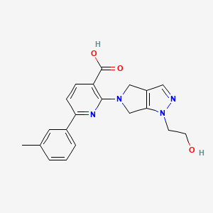 2-[1-(2-hydroxyethyl)-1H,4H,5H,6H-pyrrolo[3,4-c]pyrazol-5-yl]-6-(3-methylphenyl)pyridine-3-carboxylicacid