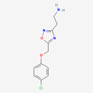 molecular formula C11H12ClN3O2 B13616413 2-(5-((4-Chlorophenoxy)methyl)-1,2,4-oxadiazol-3-yl)ethan-1-amine 