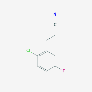 molecular formula C9H7ClFN B13616438 3-(2-Chloro-5-fluorophenyl)propanenitrile 