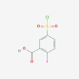 molecular formula C7H4ClIO4S B13616457 5-(Chlorosulfonyl)-2-iodobenzoic acid 