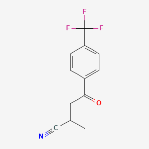 molecular formula C12H10F3NO B13616503 2-Methyl-4-oxo-4-[4-(trifluoromethyl)phenyl]butanenitrile 