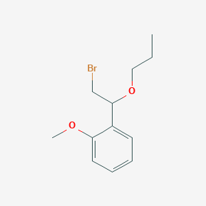 molecular formula C12H17BrO2 B13616538 1-(2-Bromo-1-propoxyethyl)-2-methoxybenzene 