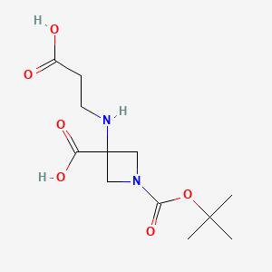 molecular formula C12H20N2O6 B13616612 1-[(Tert-butoxy)carbonyl]-3-[(2-carboxyethyl)amino]azetidine-3-carboxylicacid 