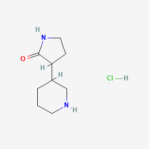 molecular formula C9H17ClN2O B13616811 3-(Piperidin-3-yl)pyrrolidin-2-one hydrochloride 