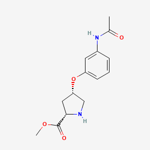 molecular formula C14H18N2O4 B1361725 Methyl (2S,4S)-4-[3-(acetylamino)phenoxy]-2-pyrrolidinecarboxylate 