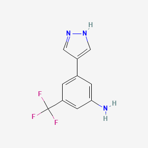 molecular formula C10H8F3N3 B13617313 3-(1H-pyrazol-4-yl)-5-(trifluoromethyl)aniline 