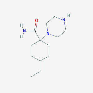 molecular formula C13H25N3O B13617453 4-Ethyl-1-(piperazin-1-yl)cyclohexane-1-carboxamide 