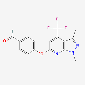 molecular formula C16H12F3N3O2 B1361774 4-{[1,3-二甲基-4-(三氟甲基)-1H-吡唑并[3,4-b]吡啶-6-基]氧基}苯甲醛 CAS No. 1031928-98-9