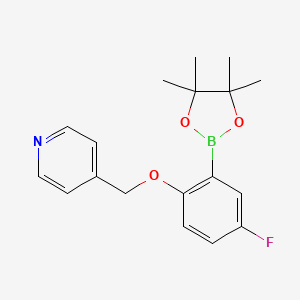 molecular formula C18H21BFNO3 B13618881 4-{[4-Fluoro-2-(tetramethyl-1,3,2-dioxaborolan-2-yl)phenoxy]methyl}pyridine 