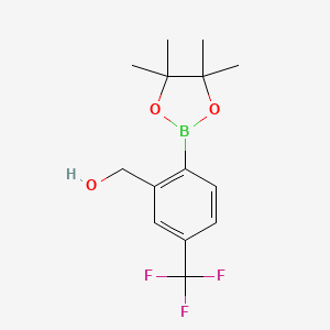 molecular formula C14H18BF3O3 B13619116 [2-(Tetramethyl-1,3,2-dioxaborolan-2-yl)-5-(trifluoromethyl)phenyl]methanol 