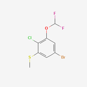 molecular formula C8H6BrClF2OS B13619152 5-Bromo-2-chloro-1-(difluoromethoxy)-3-(methylsulfanyl)benzene 