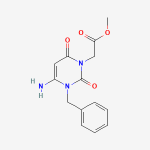 molecular formula C14H15N3O4 B1361943 Methyl 2-(4-amino-3-benzyl-2,6-dioxo-1,2,3,6-tetrahydropyrimidin-1-yl)acetate 