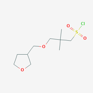 molecular formula C10H19ClO4S B13619884 2,2-Dimethyl-3-((tetrahydrofuran-3-yl)methoxy)propane-1-sulfonyl chloride 