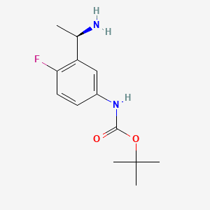 molecular formula C13H19FN2O2 B13620225 (R)-tert-Butyl (3-(1-aminoethyl)-4-fluorophenyl)carbamate 