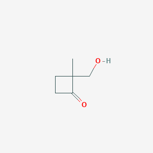 molecular formula C6H10O2 B13620590 2-(Hydroxymethyl)-2-methylcyclobutan-1-one 