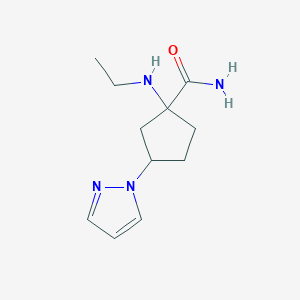 molecular formula C11H18N4O B13620800 1-(Ethylamino)-3-(1h-pyrazol-1-yl)cyclopentane-1-carboxamide 