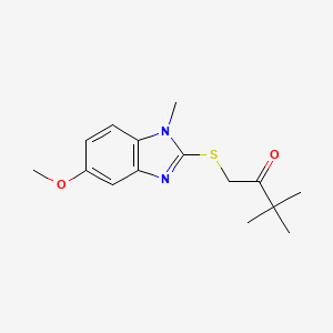 molecular formula C15H20N2O2S B1362113 1-[(5-甲氧基-1-甲基-1H-苯并咪唑-2-基)硫]-3,3-二甲基丁烷-2-酮 CAS No. 302929-96-0