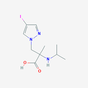 molecular formula C10H16IN3O2 B13621402 3-(4-Iodo-1h-pyrazol-1-yl)-2-(isopropylamino)-2-methylpropanoic acid 