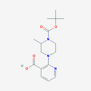 molecular formula C16H23N3O4 B1362201 2-{4-[(叔丁氧羰基)羰基]-3-甲基哌嗪-1-基}吡啶-3-羧酸 CAS No. 904817-78-3