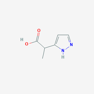 molecular formula C6H8N2O2 B13622166 2-(1H-pyrazol-3-yl)propanoic acid 