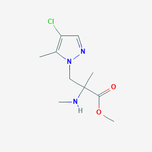 molecular formula C10H16ClN3O2 B13622188 Methyl 3-(4-chloro-5-methyl-1h-pyrazol-1-yl)-2-methyl-2-(methylamino)propanoate 