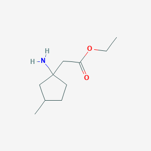 molecular formula C10H19NO2 B13622272 Ethyl 2-(1-amino-3-methylcyclopentyl)acetate 