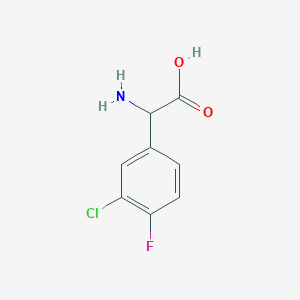 molecular formula C8H7ClFNO2 B1362243 3-Chloro-4-fluoro-DL-phenylglycine CAS No. 261762-99-6