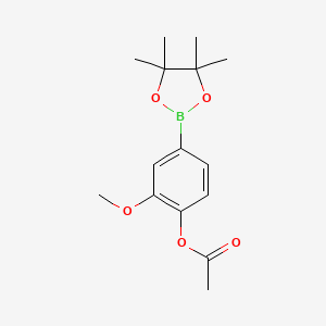 molecular formula C15H21BO5 B1362254 2-Methoxy-4-(4,4,5,5-tetramethyl-1,3,2-dioxaborolan-2-yl)phenyl acetate CAS No. 811841-45-9