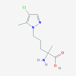 molecular formula C10H16ClN3O2 B13622857 2-Amino-5-(4-chloro-5-methyl-1h-pyrazol-1-yl)-2-methylpentanoic acid 