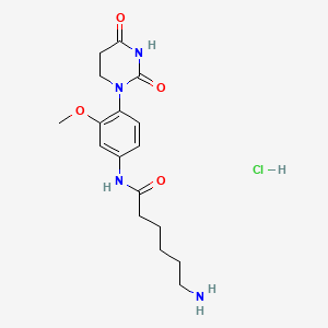 molecular formula C17H25ClN4O4 B13622886 6-amino-N-[4-(2,4-dioxo-1,3-diazinan-1-yl)-3-methoxyphenyl]hexanamide hydrochloride 