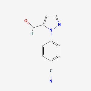 molecular formula C11H7N3O B13622957 4-(5-formyl-1H-pyrazol-1-yl)benzonitrile 