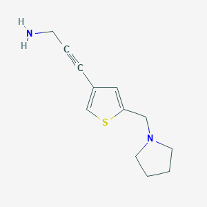 molecular formula C12H16N2S B13623752 3-(5-(Pyrrolidin-1-ylmethyl)thiophen-3-yl)prop-2-yn-1-amine 