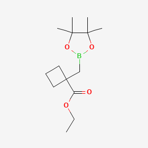 molecular formula C14H25BO4 B13623779 Ethyl1-[(4,4,5,5-tetramethyl-1,3,2-dioxaborolan-2-yl)methyl]cyclobutane-1-carboxylate CAS No. 2919960-65-7